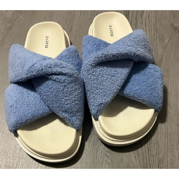 Anthropologie Maeve Womens 6 Sandals Sky Blue Terry Slide - Picture 4 of 7